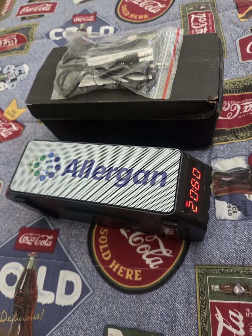Allergan Branded Portable Speaker with LED Display And Wireless Chargeing